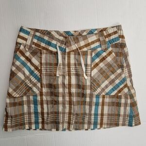 Patagonia Skirt Sz 10 Plaid Pockets Drawstring Gorpcore Outdoor